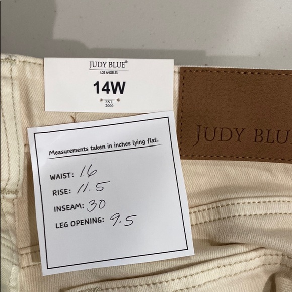 Judy Blue Women's 14W Straight Fit Khaki Jeans - cream -JB82532C - raw hem - Picture 6 of 9